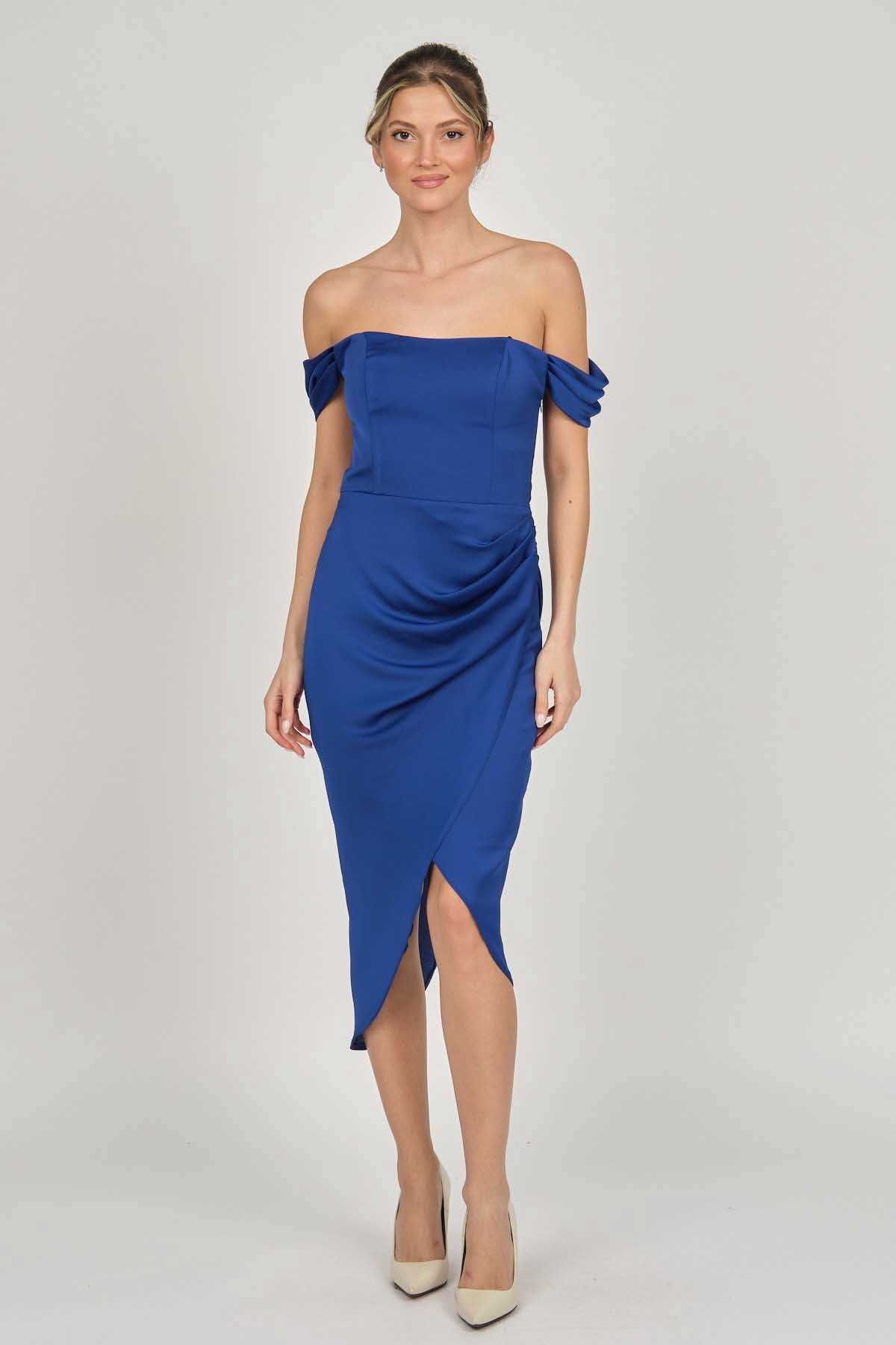 Doridorca Kadın Straplez Abiye Elbise 5924014 Saks - 7