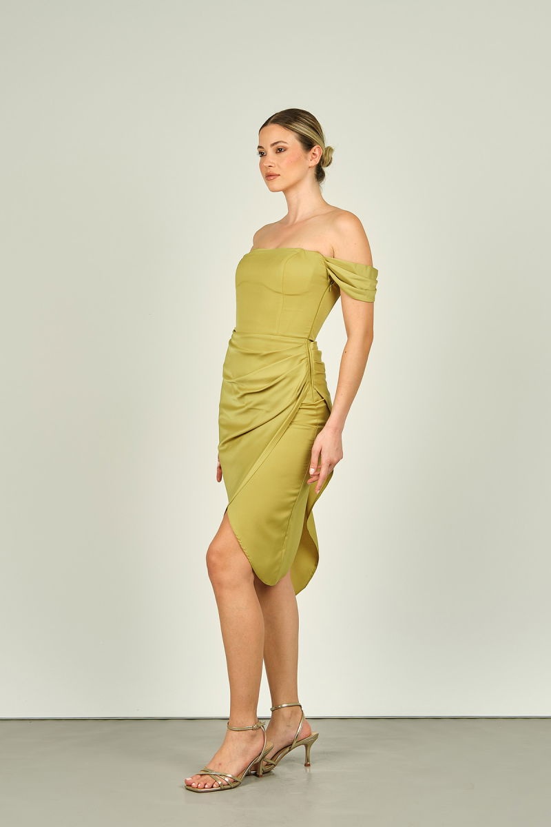 Doridorca Kadın Straplez Abiye Elbise 5924014 Yağ Yeşili - 2