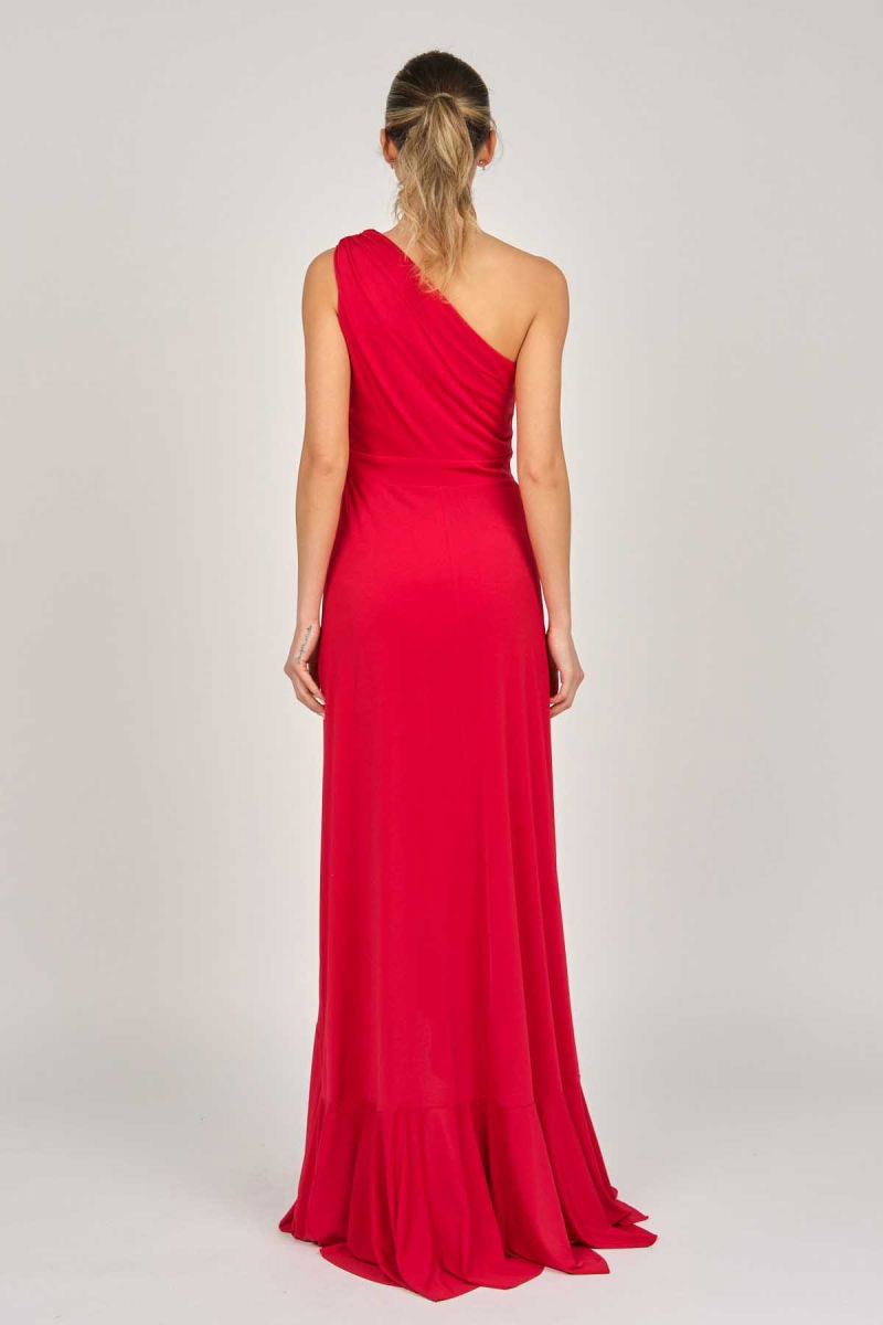 Doridorca Kadın Tek Omuz Abiye Elbise 5922063 Kırmızı - 5