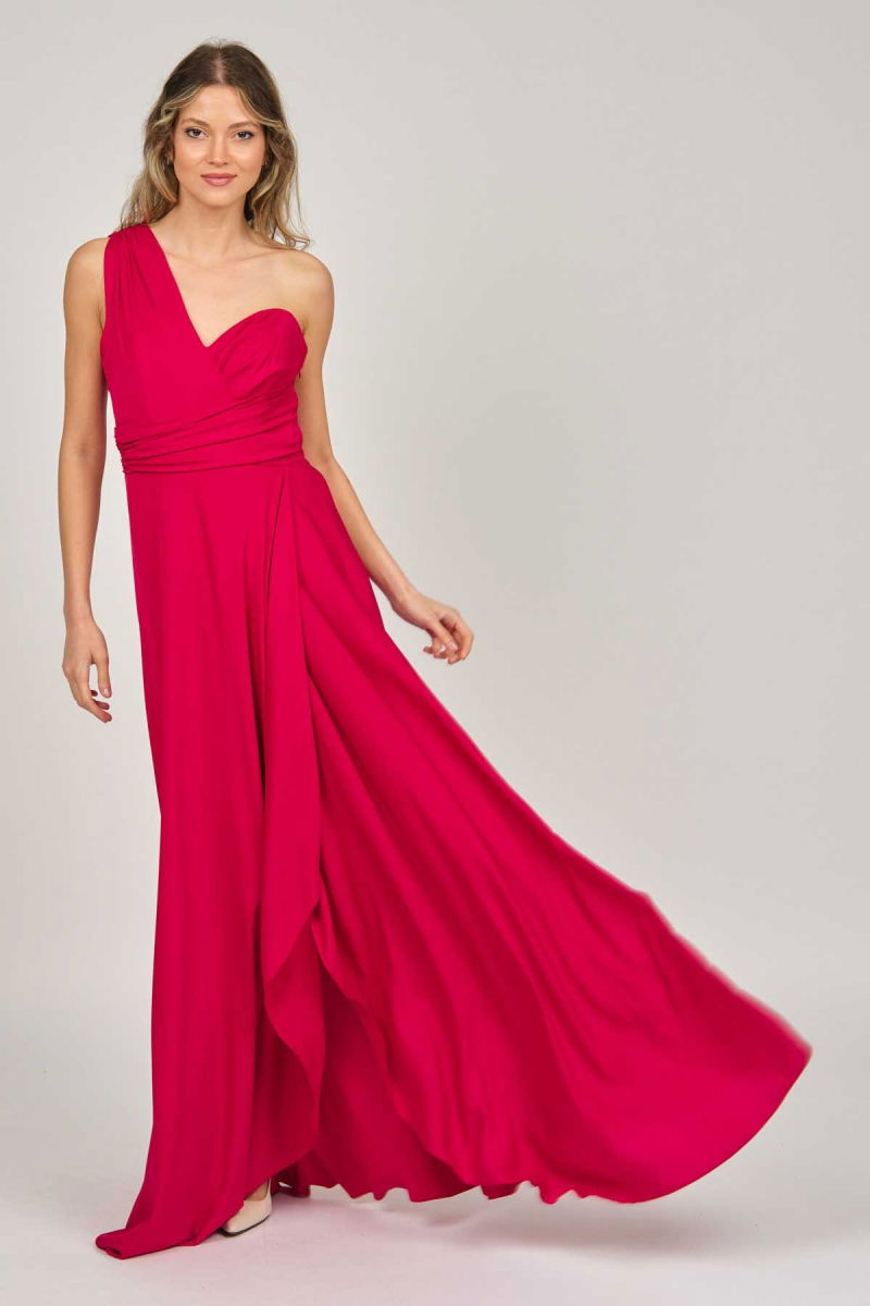 Doridorca Kadın Tek Omuz Abiye Elbise 5924041 Kırmızı - Doridorca