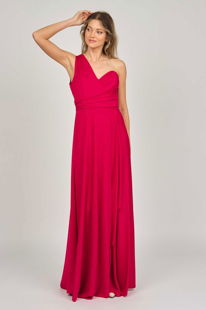 Doridorca Kadın Tek Omuz Abiye Elbise 5924041 Kırmızı - 7