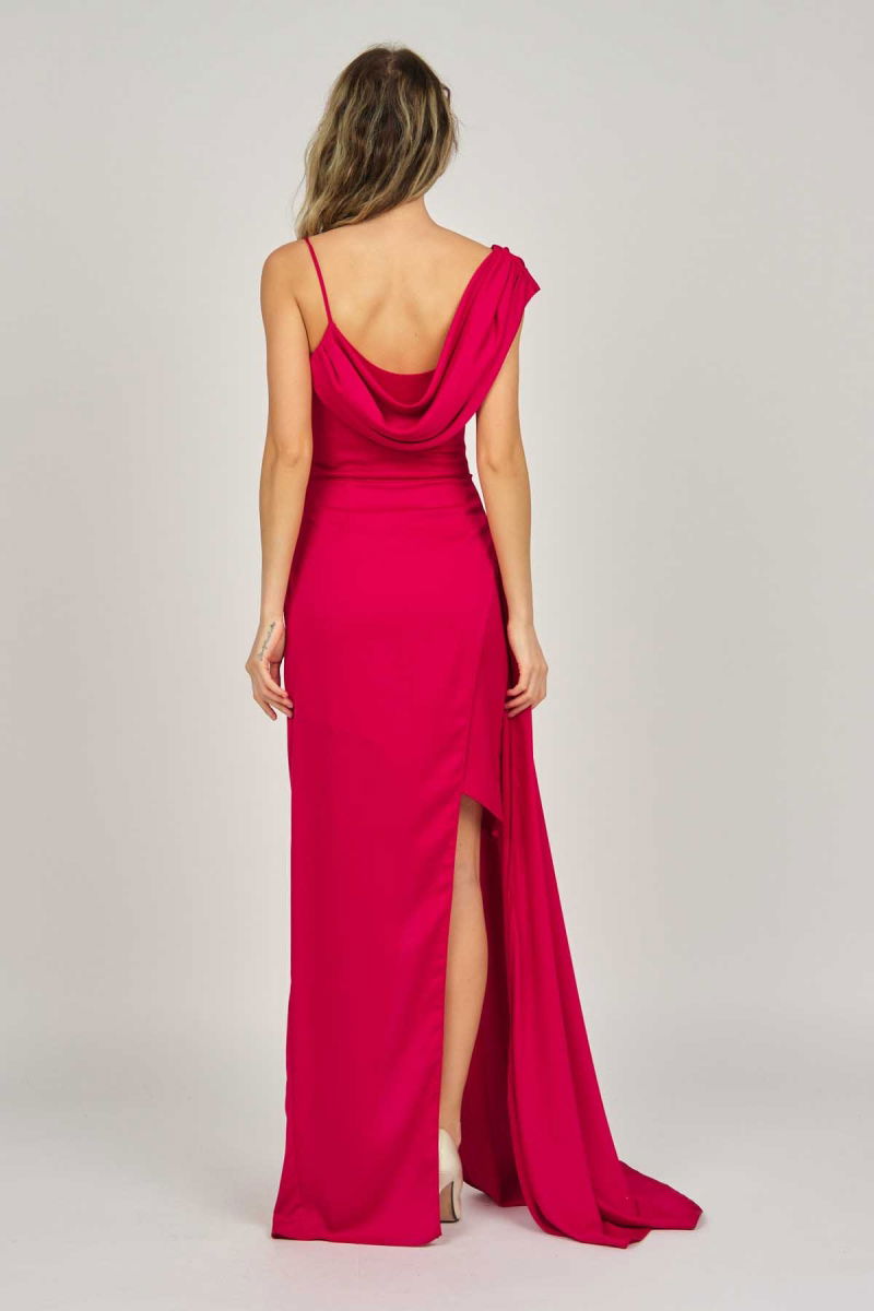 Doridorca Kadın Tek Omuz Detaylı Abiye Elbise 5924030 Kırmızı - 5