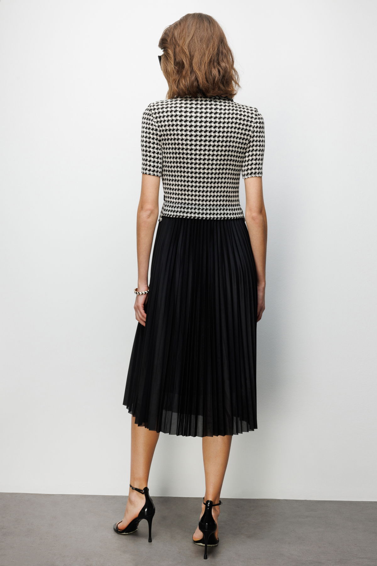 Ekol Kadın Akordiyon Kumaş Desenli Maxi Elbise 6916 Siyah - 4