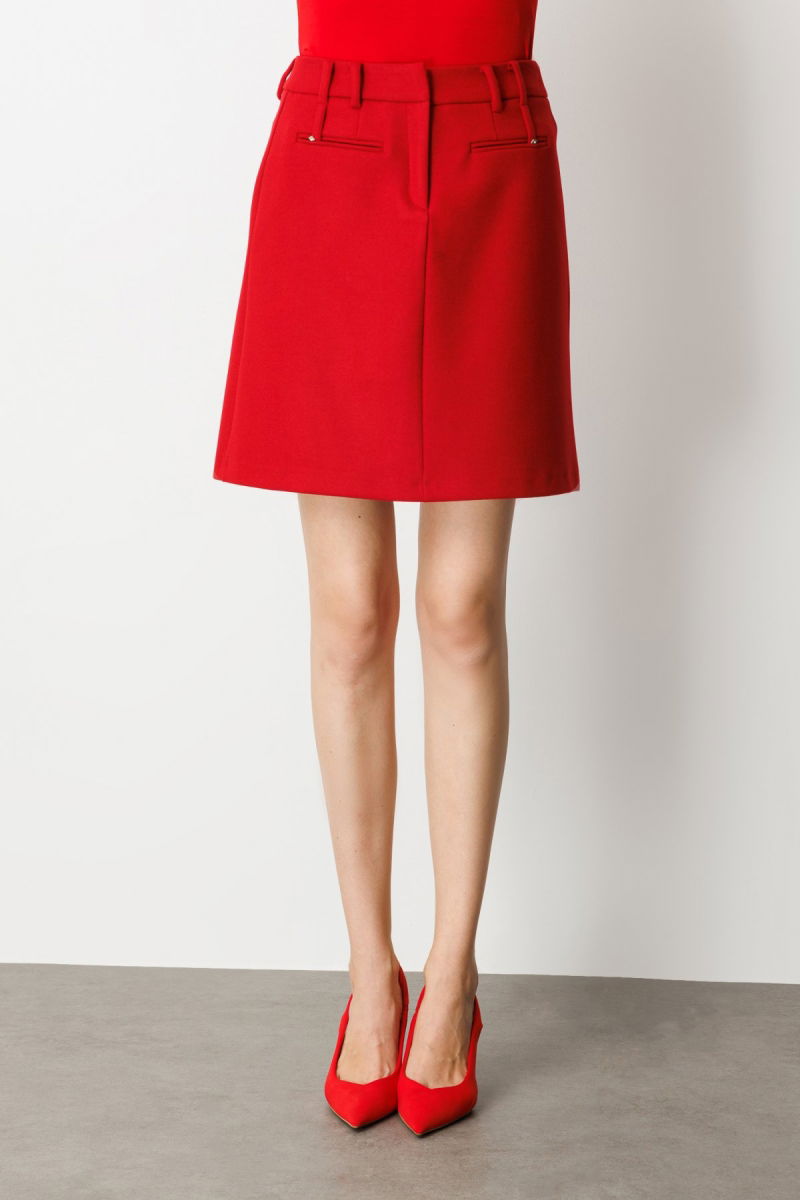 Ekol Kadın Aksesuar Detaylı Mini Kaşe Etek 2003 Kırmızı - 3