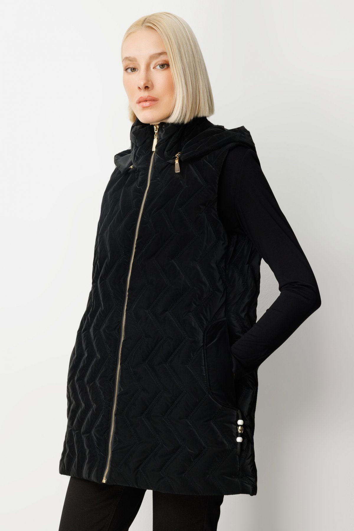 Ekol Kadın Aksesuar Detaylı Şişme Yelek 8583 Siyah - 2