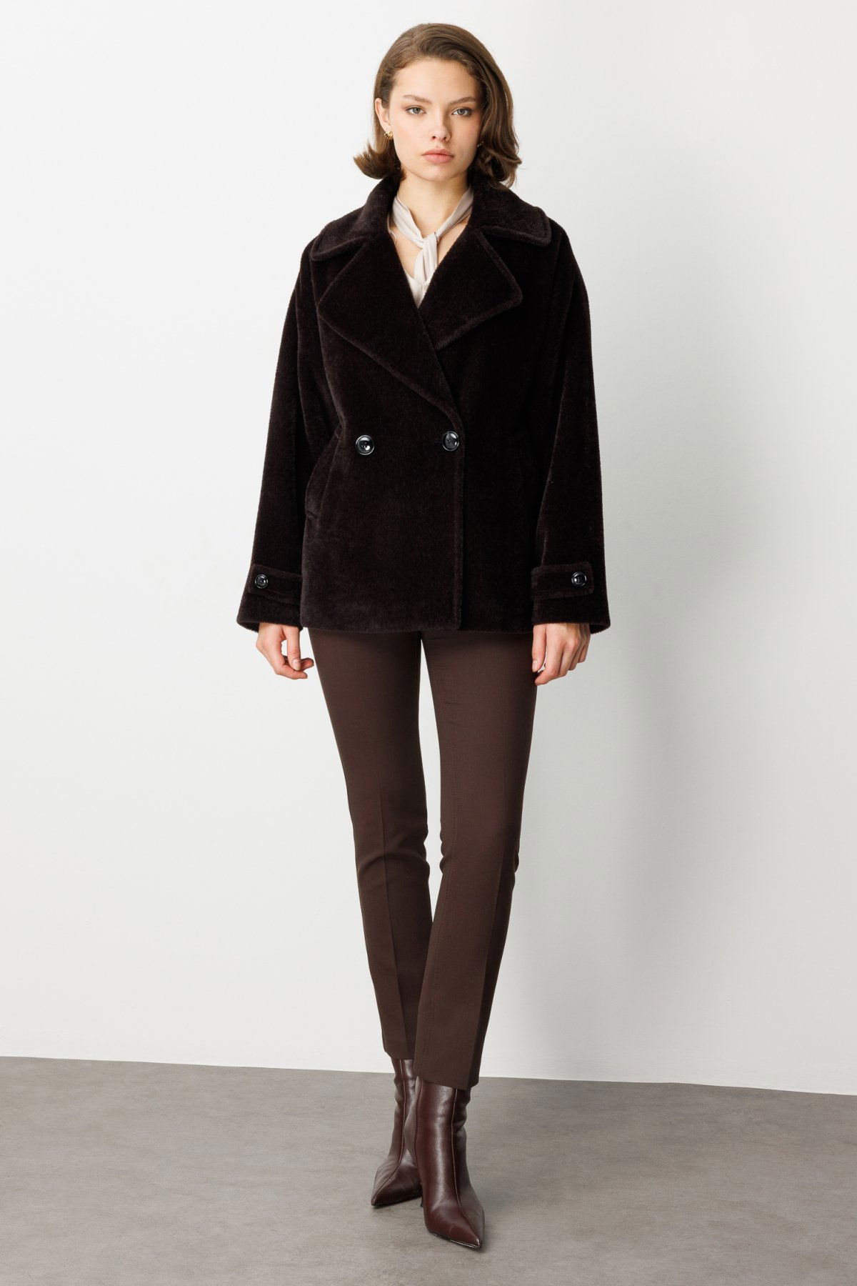 Ekol Kadın Apoletli Peluş Mont 6035 Kahverengi - 3