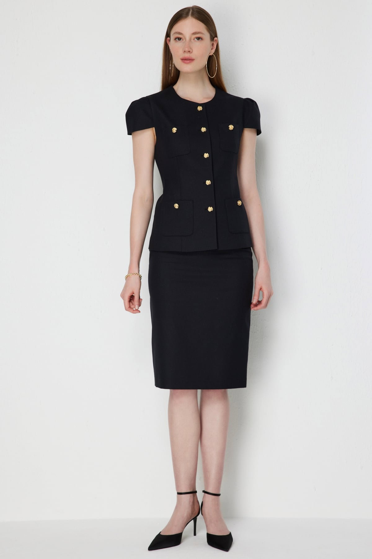 Ekol Kadın Arkası Yırtmaçlı Kalem Etek 1040 Siyah - 1