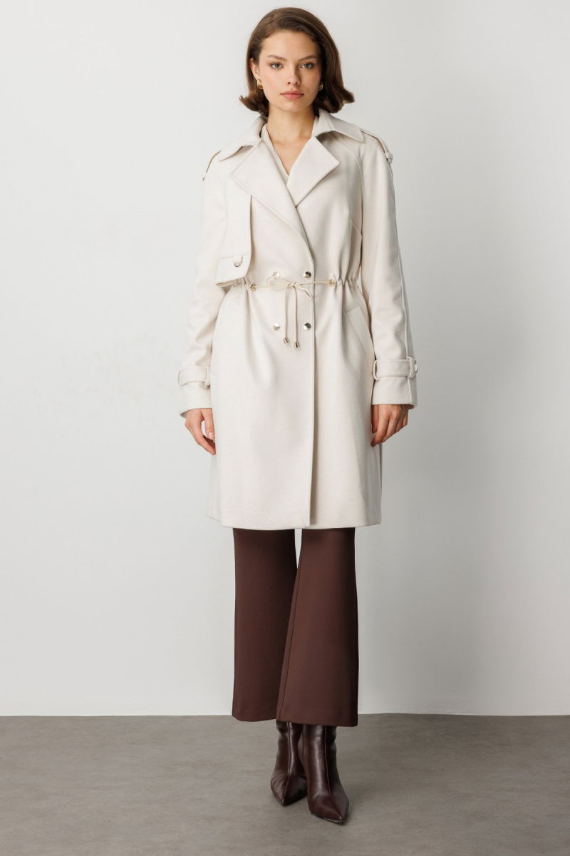 Ekol Kadın Beli Bağcıklı Apoletli Kaban 6037 Bej - Ekol