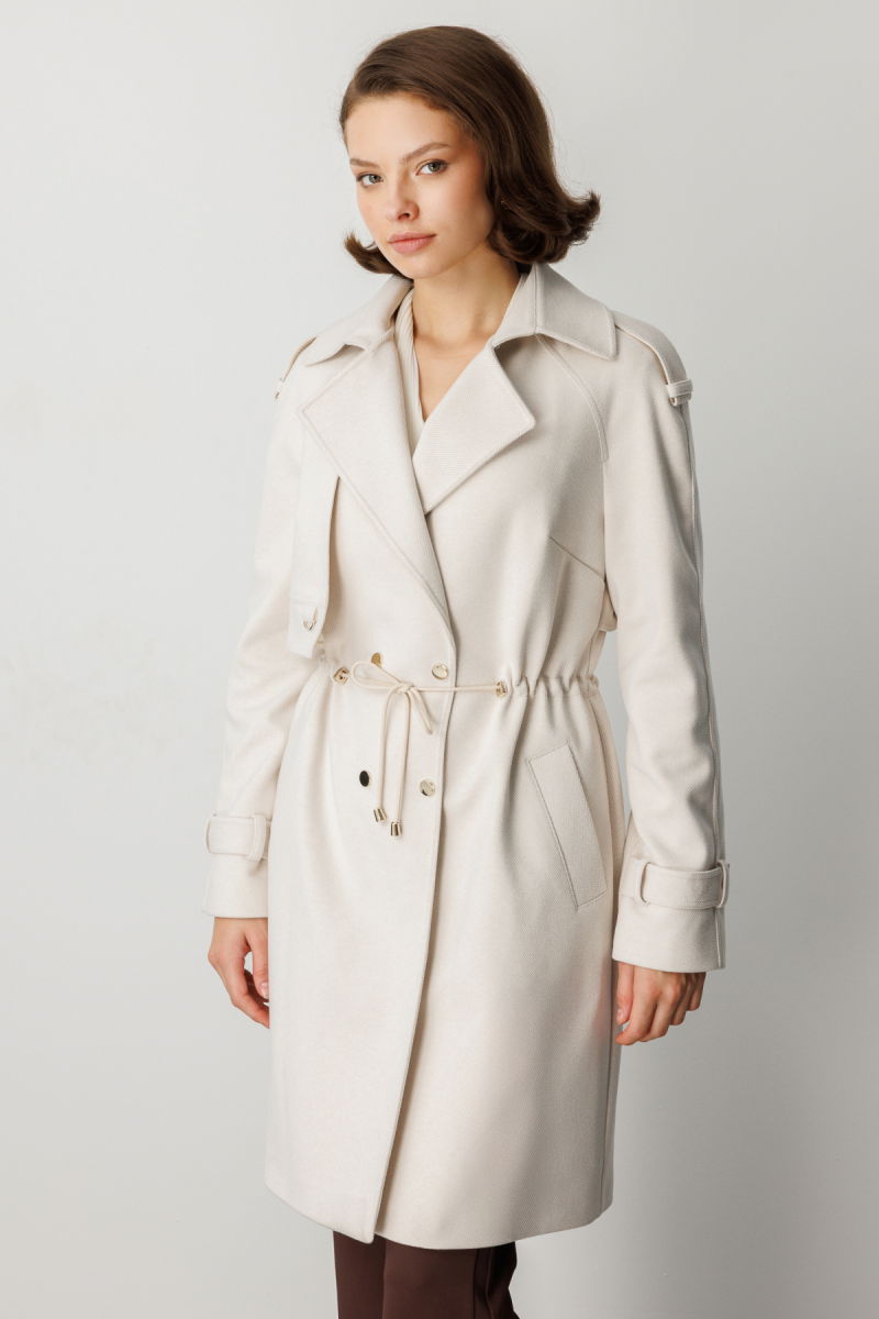 Ekol Kadın Beli Bağcıklı Apoletli Kaban 6037 Bej - 2