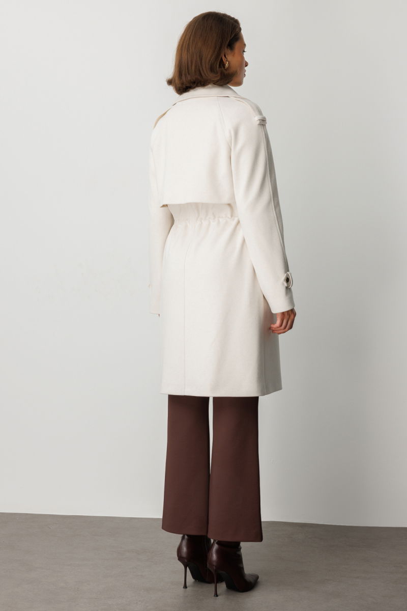 Ekol Kadın Beli Bağcıklı Apoletli Kaban 6037 Bej - 4