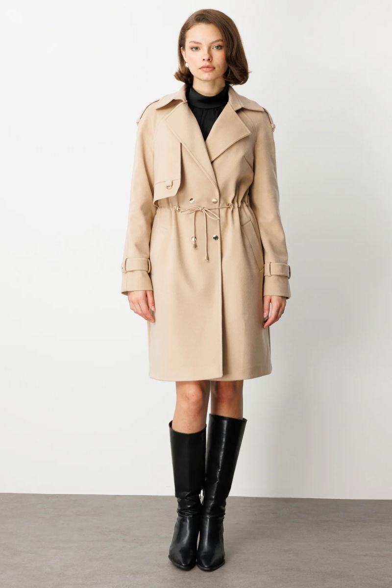 Ekol Kadın Beli Bağcıklı Apoletli Kaban 6037 Camel - Ekol