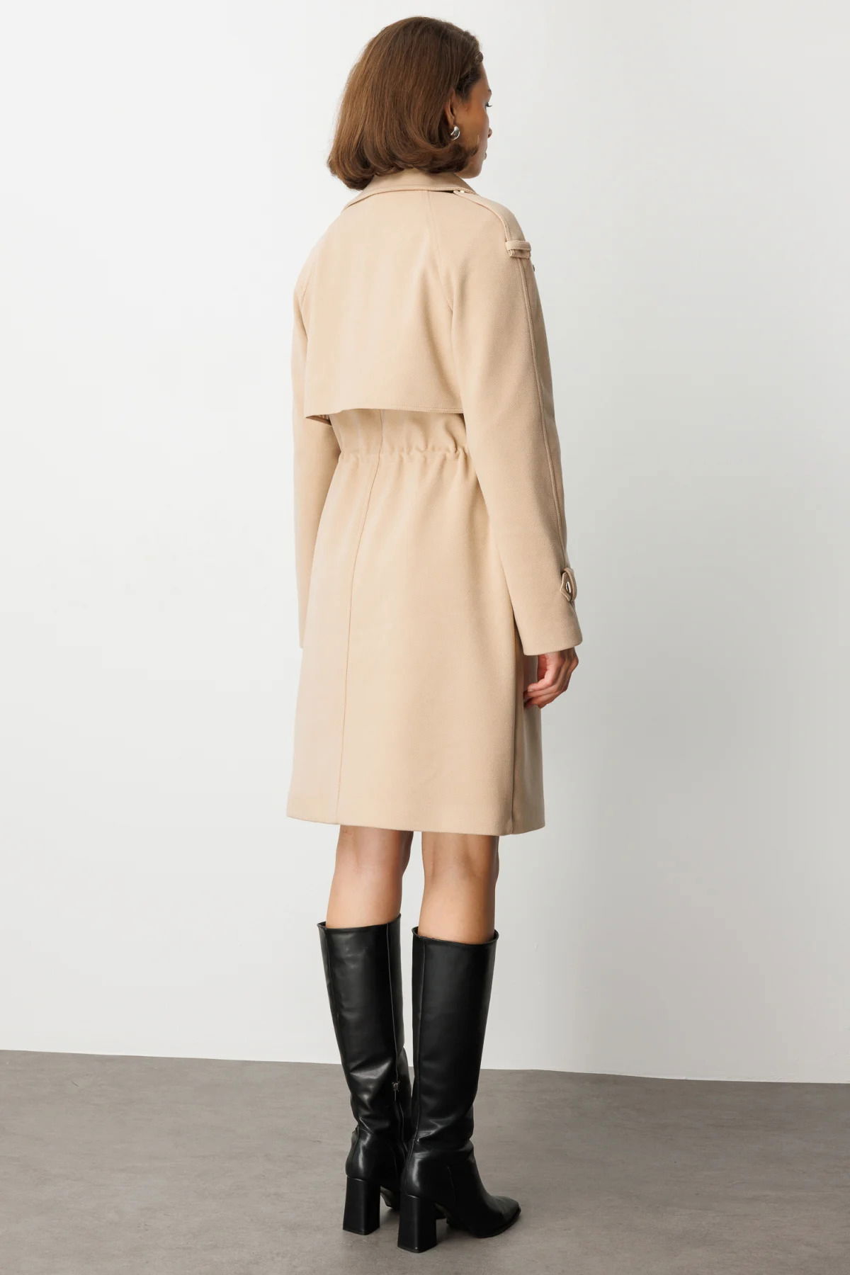 Ekol Kadın Beli Bağcıklı Apoletli Kaban 6037 Camel - 4