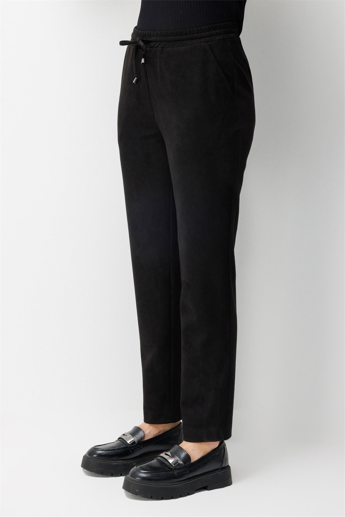 Ekol Kadın Beli Bağcıklı Dar Paça Pantolon Siyah - 3