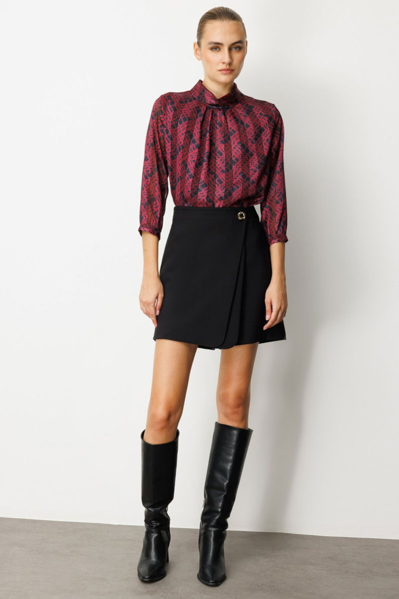 Ekol Kadın Beli Broşlu Şort Etek 2017 Siyah - Ekol