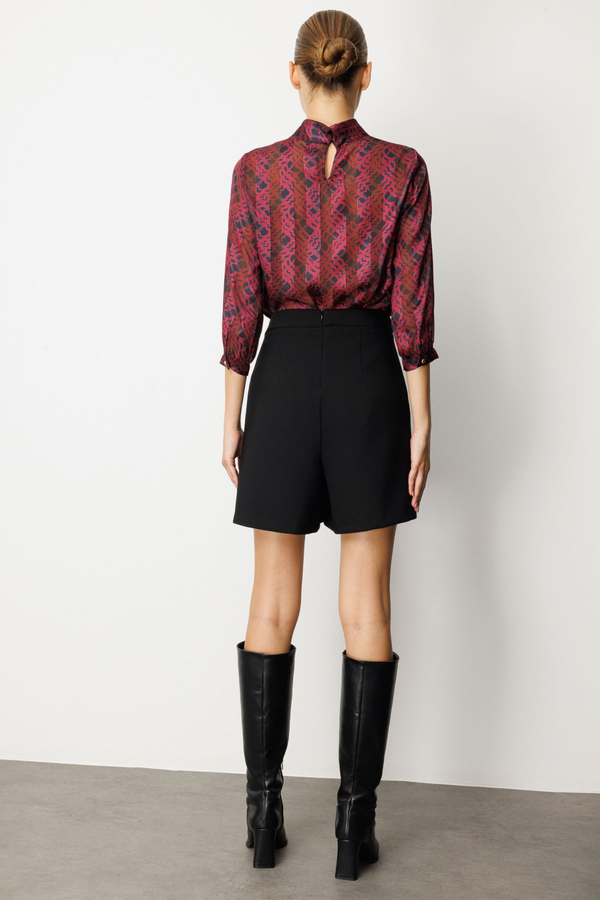 Ekol Kadın Beli Broşlu Şort Etek 2017 Siyah - 4