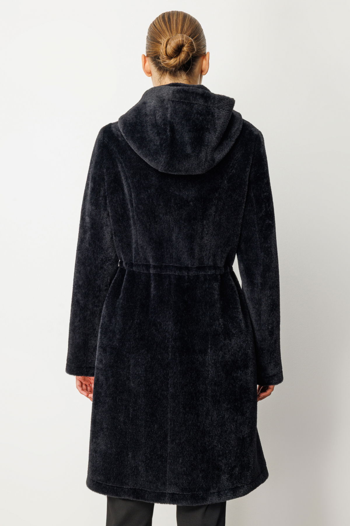 Ekol Kadın Beli İpli Peluş Kaban 6077 Siyah - 4