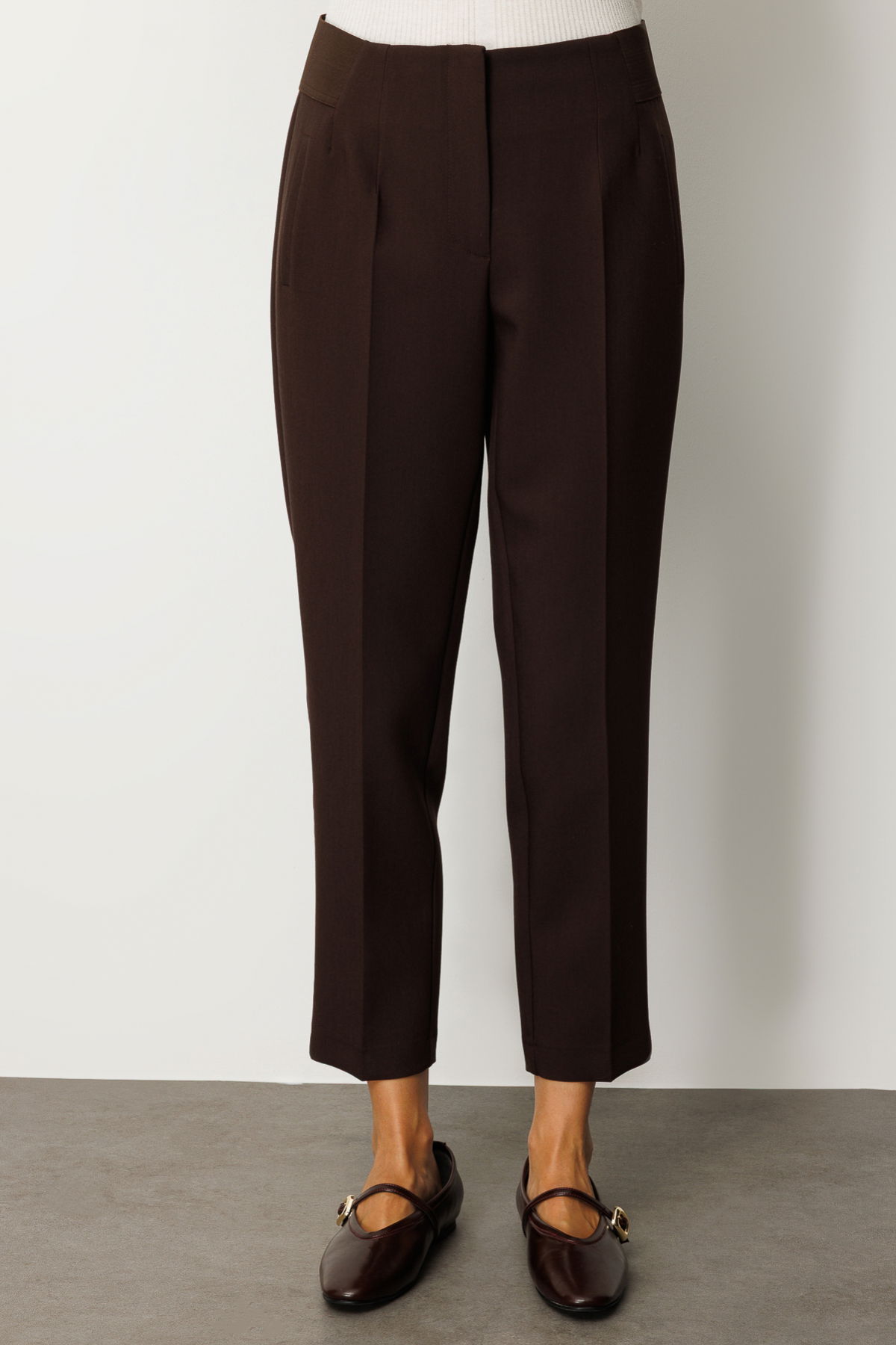 Ekol Kadın Beli Kalın Lastikli Dar Paça Pantolon 1109 Kahverengi - 3