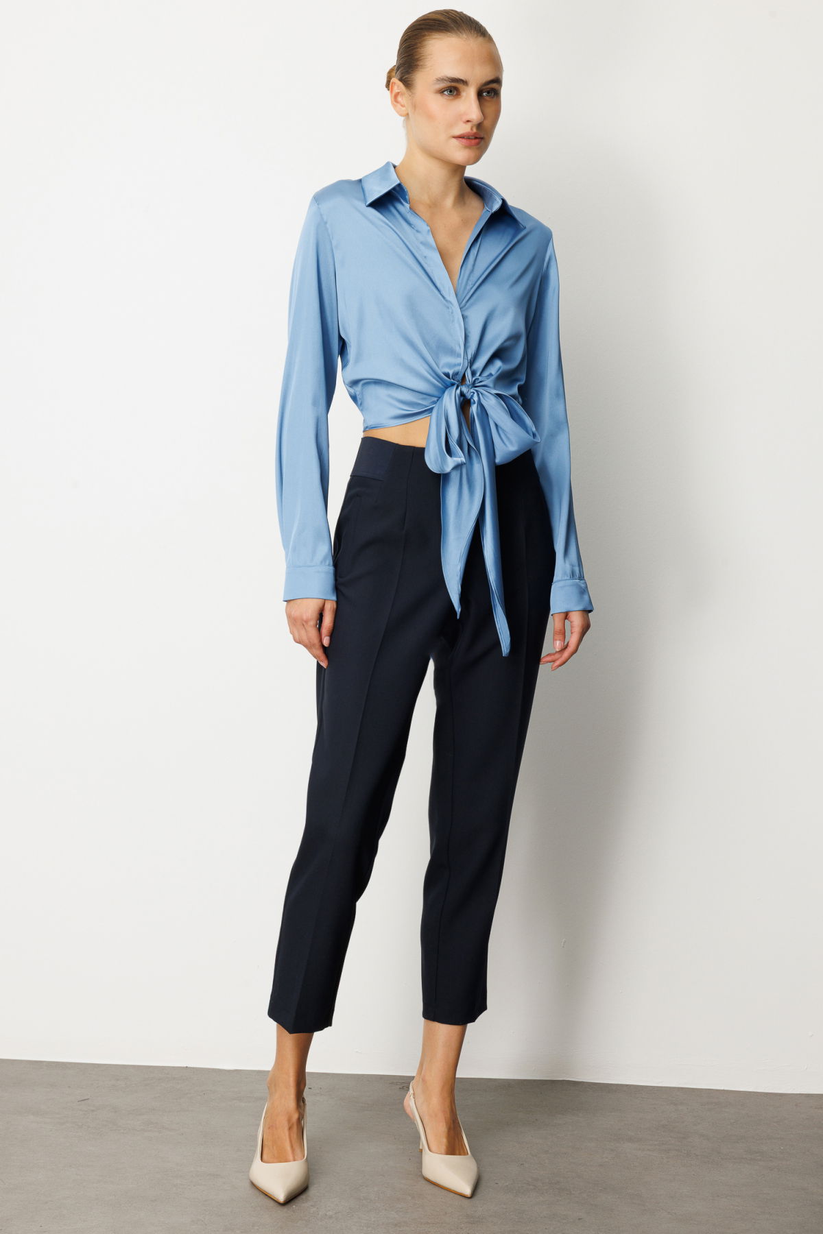 Ekol Kadın Beli Kalın Lastikli Dar Paça Pantolon 1109 Lacivert - 2