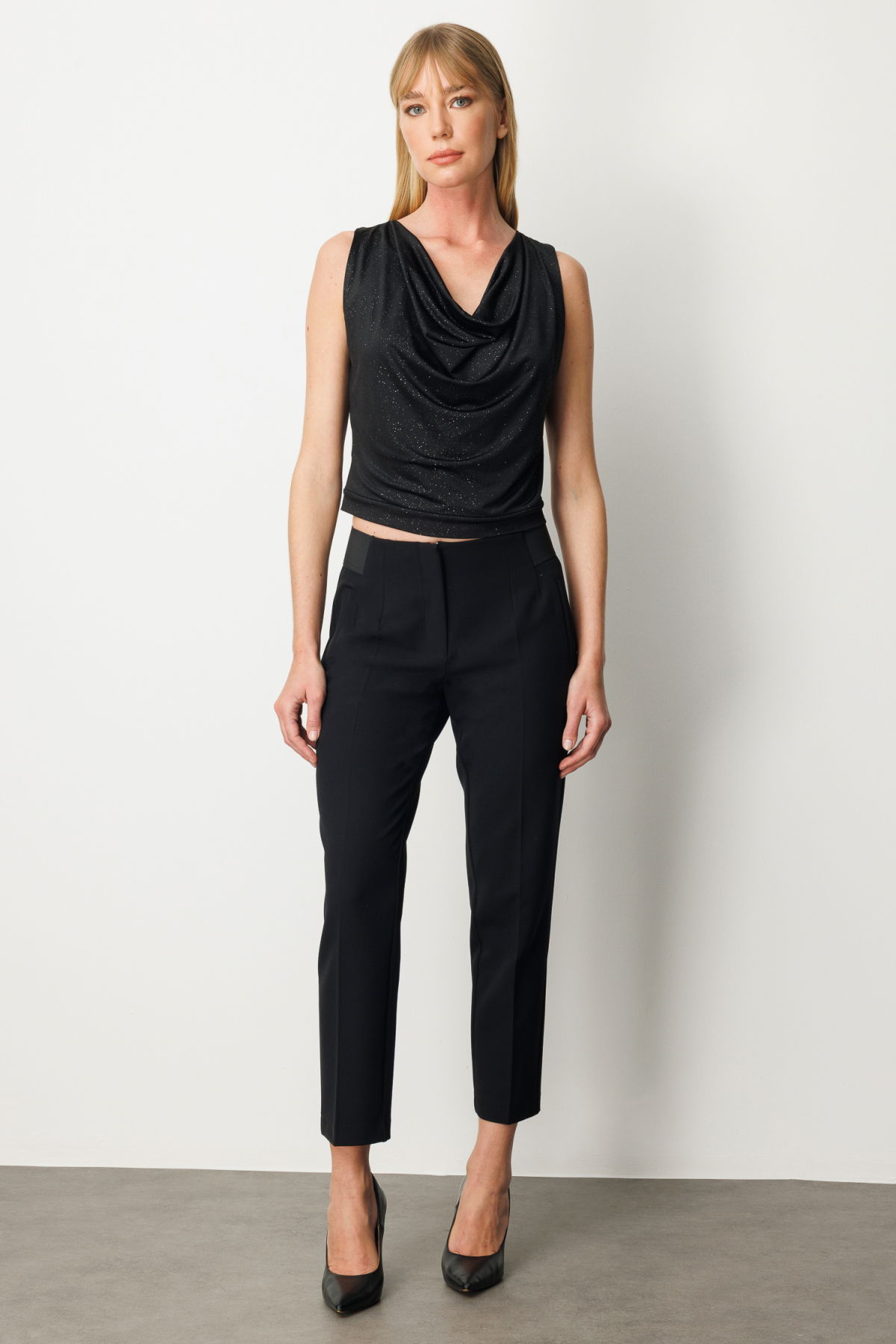 Ekol Kadın Beli Kalın Lastikli Dar Paça Pantolon 1109 Siyah - 2