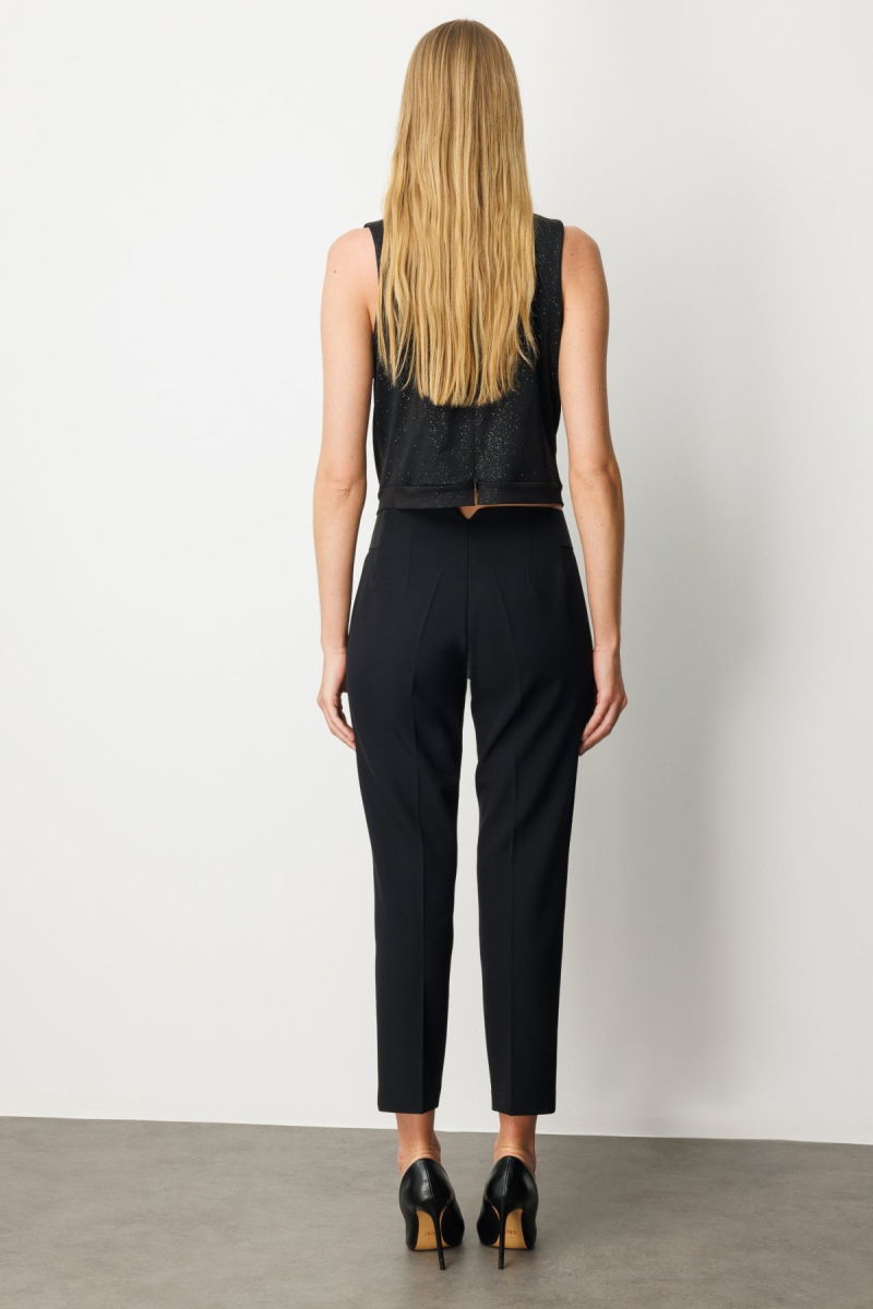 Ekol Kadın Beli Kalın Lastikli Dar Paça Pantolon 1109 Siyah - 4