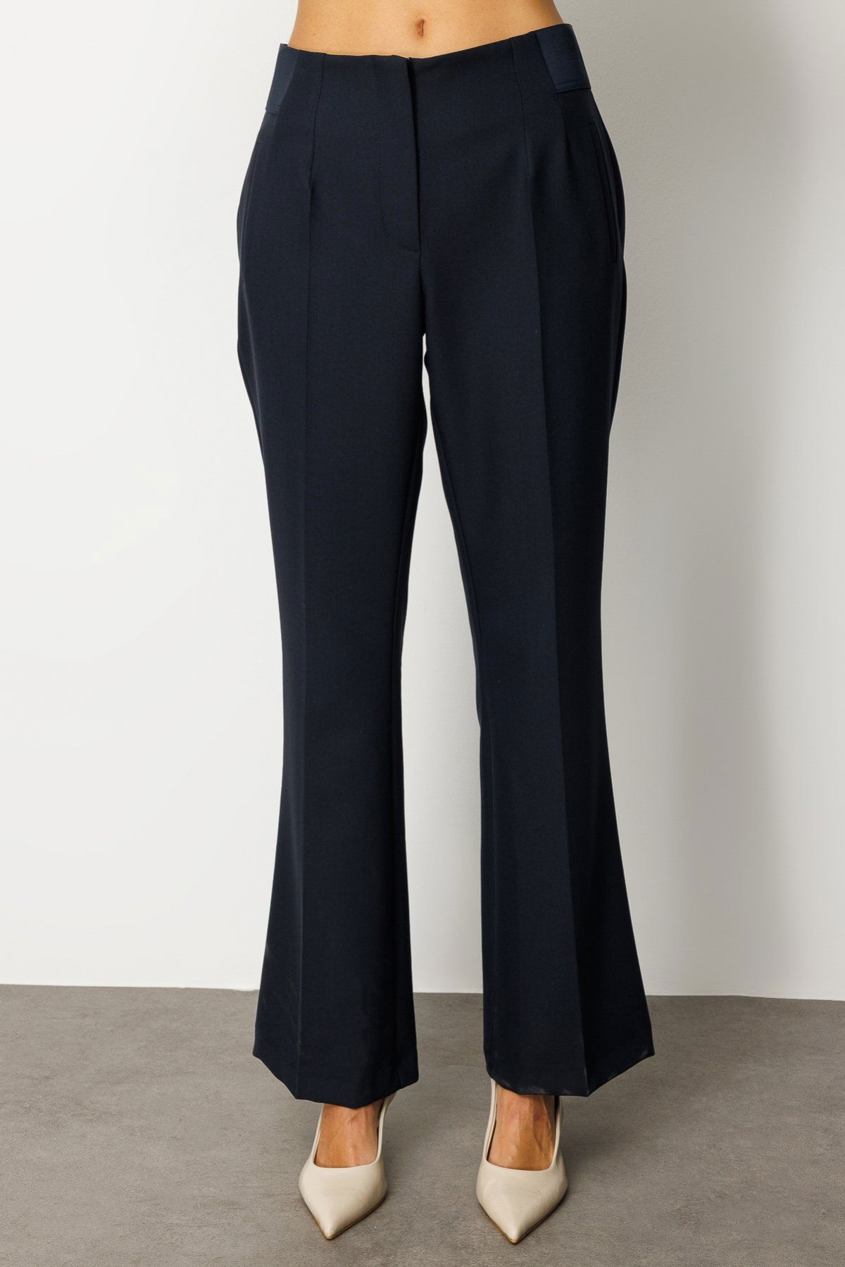Ekol Kadın Beli Kalın Lastikli İspanyol Paça Pantolon 1105 Lacivert - 2