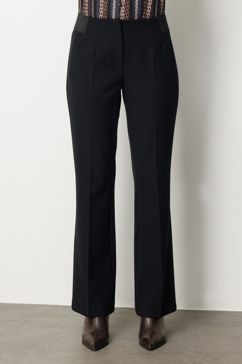 Ekol Kadın Beli Kalın Lastikli İspanyol Paça Pantolon 1105 Siyah - 3