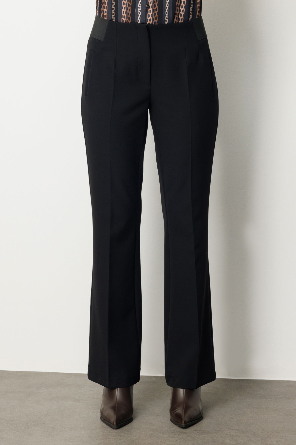 Ekol Kadın Beli Kalın Lastikli İspanyol Paça Pantolon 1105 Siyah - 3