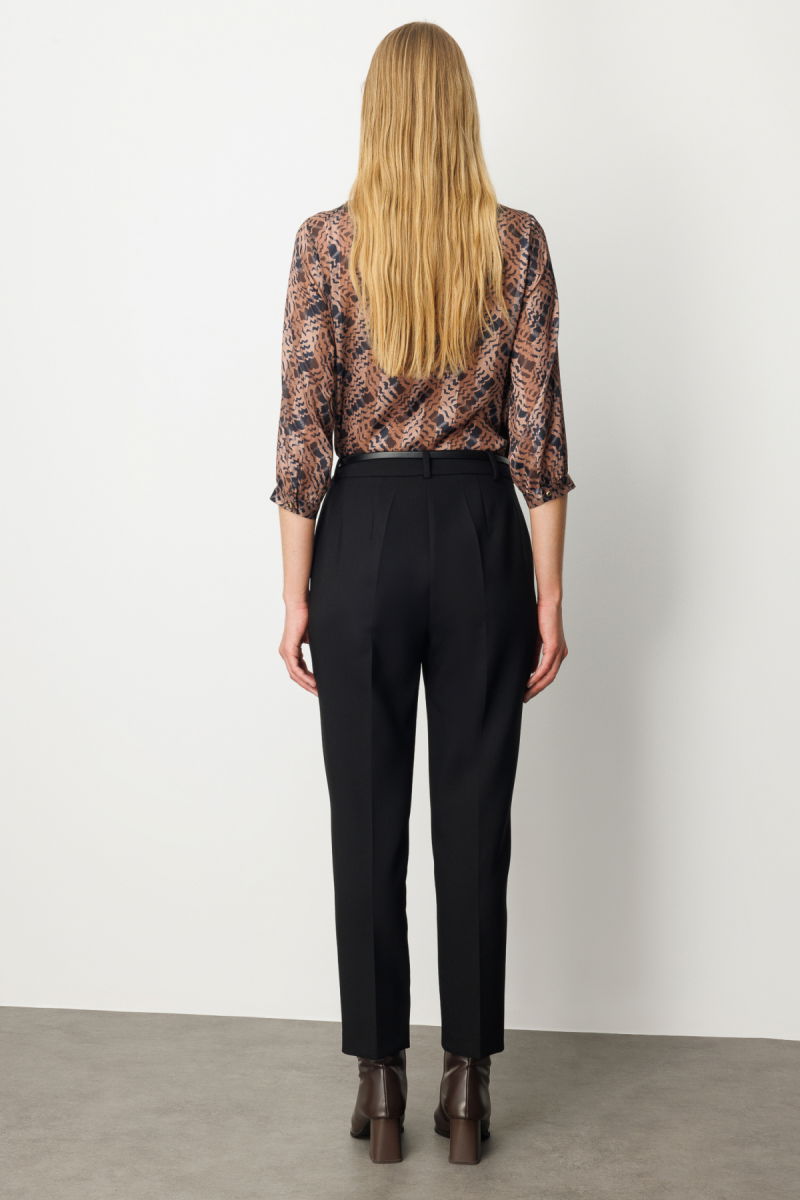 Ekol Kadın Beli Kemerli Dar Paça Pantolon 1013 Siyah - 4