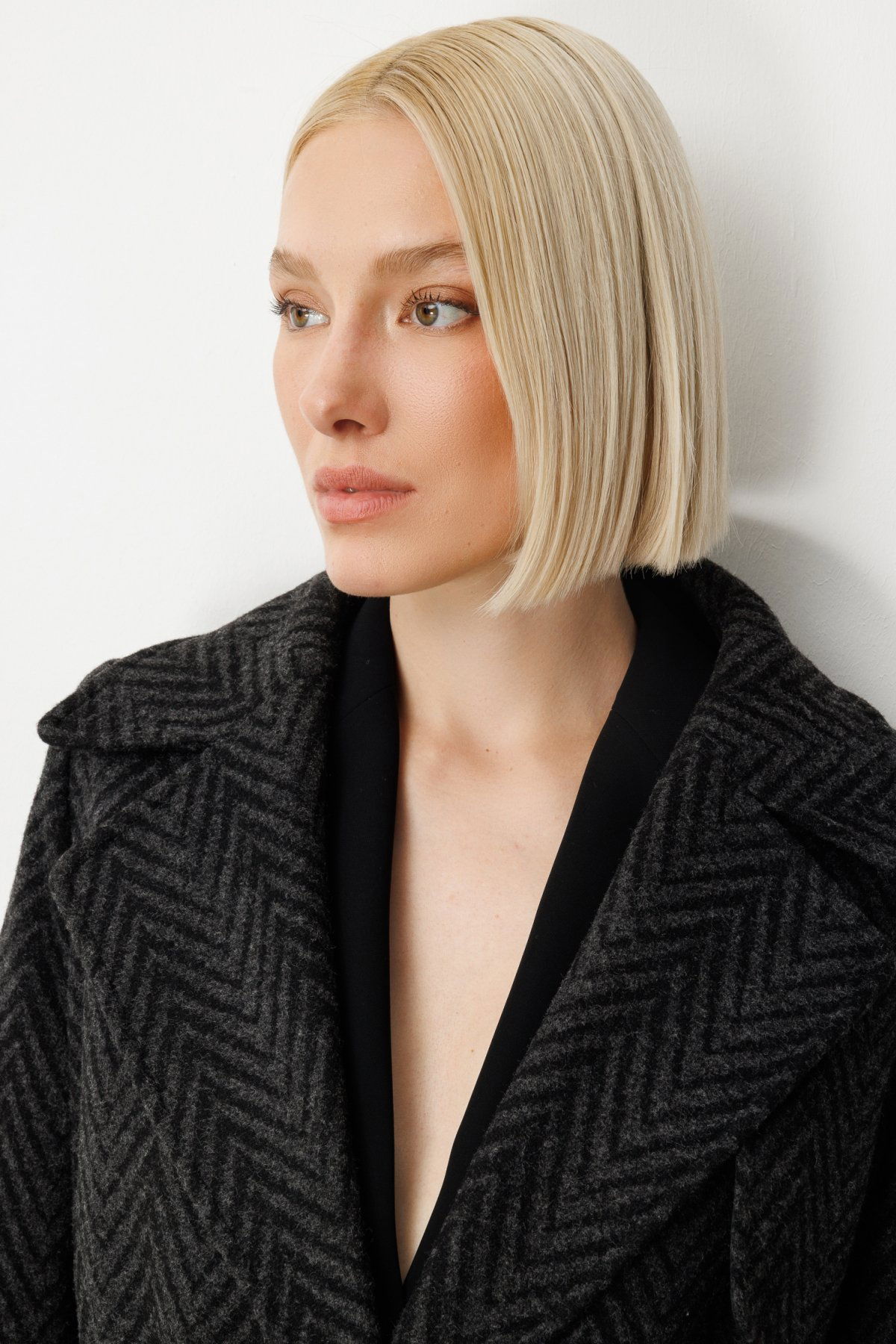 Ekol Kadın Beli Kemerli Kaşe Kaban 6003 Antrasit - 4