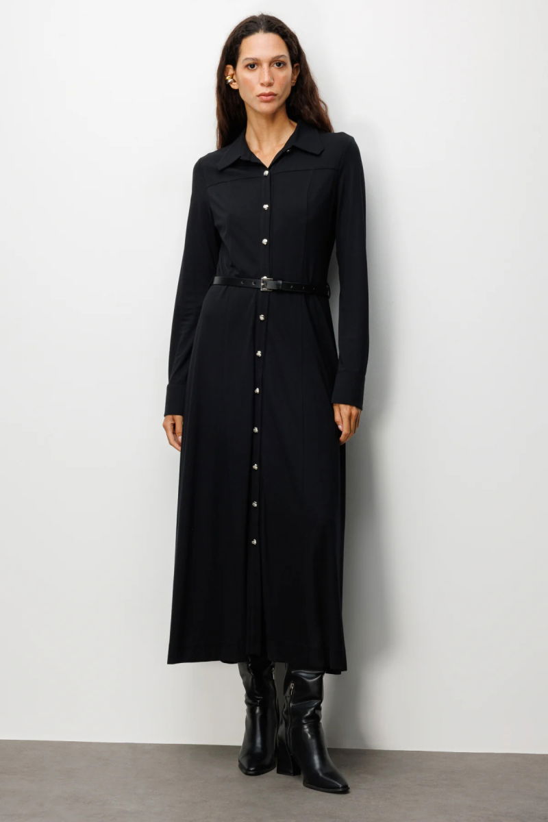 Ekol Kadın Beli Kemerli Maxi Elbise 4029 Siyah - Ekol