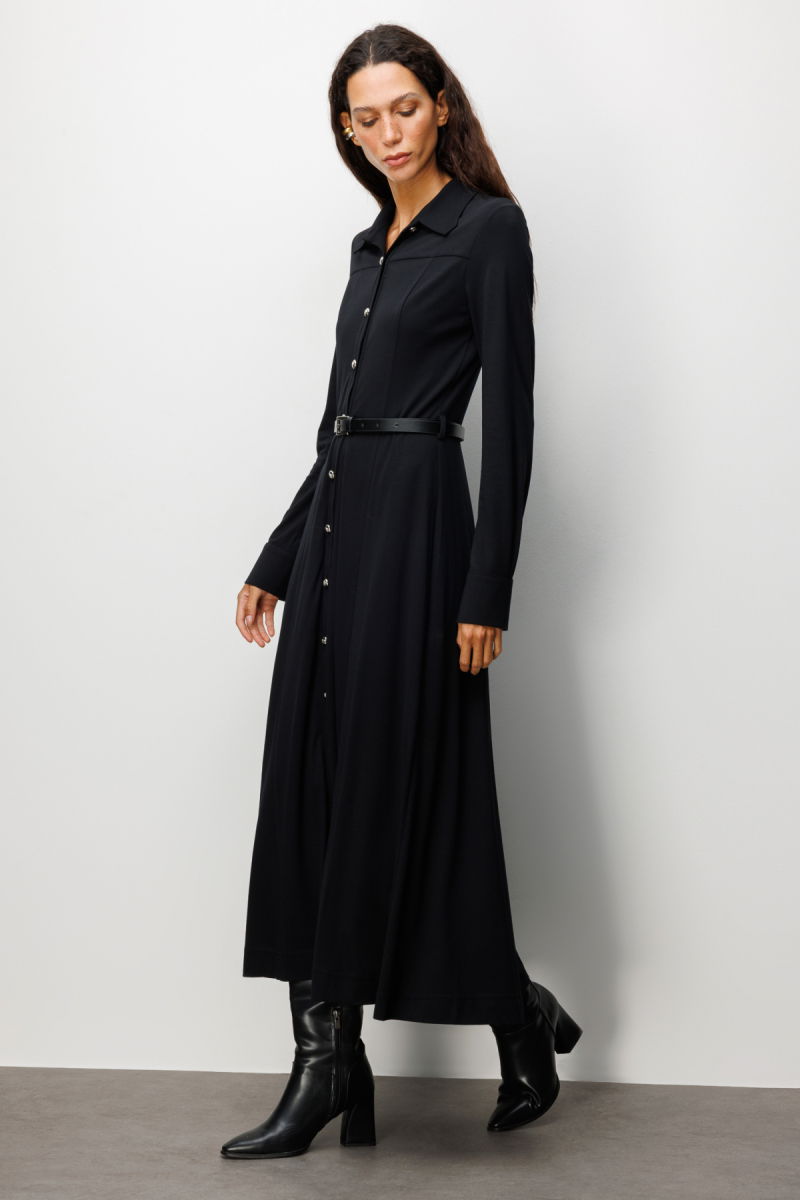 Ekol Kadın Beli Kemerli Maxi Elbise 4029 Siyah - 2