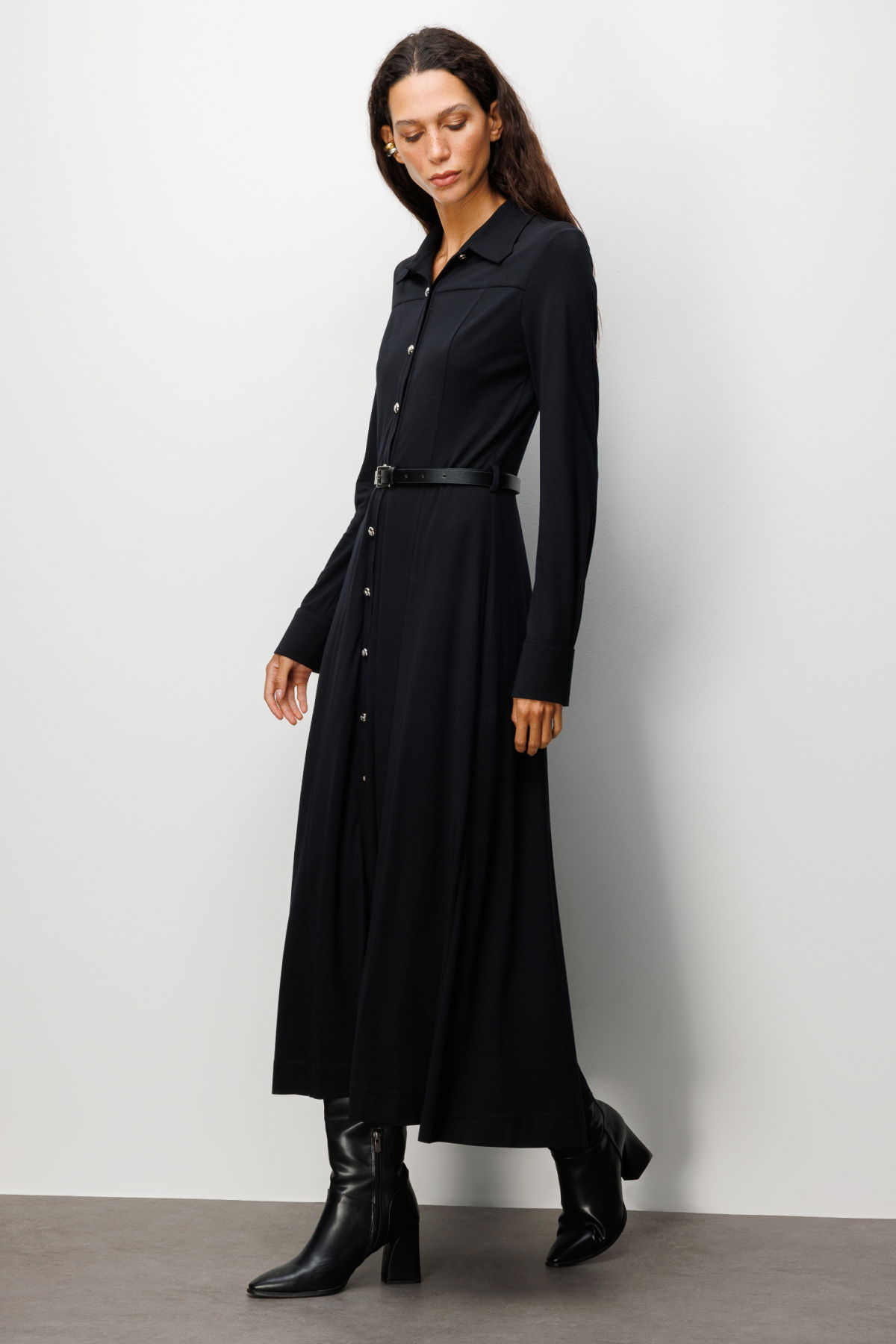 Ekol Kadın Beli Kemerli Maxi Elbise 4029 Siyah - 2