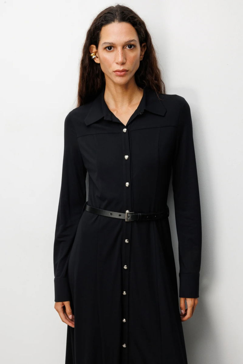 Ekol Kadın Beli Kemerli Maxi Elbise 4029 Siyah - 3