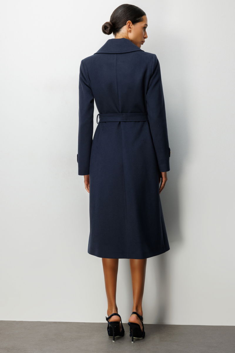 Ekol Kadın Beli Kuşaklı Kolları Apoletli Kaban 6061 Lacivert - 4