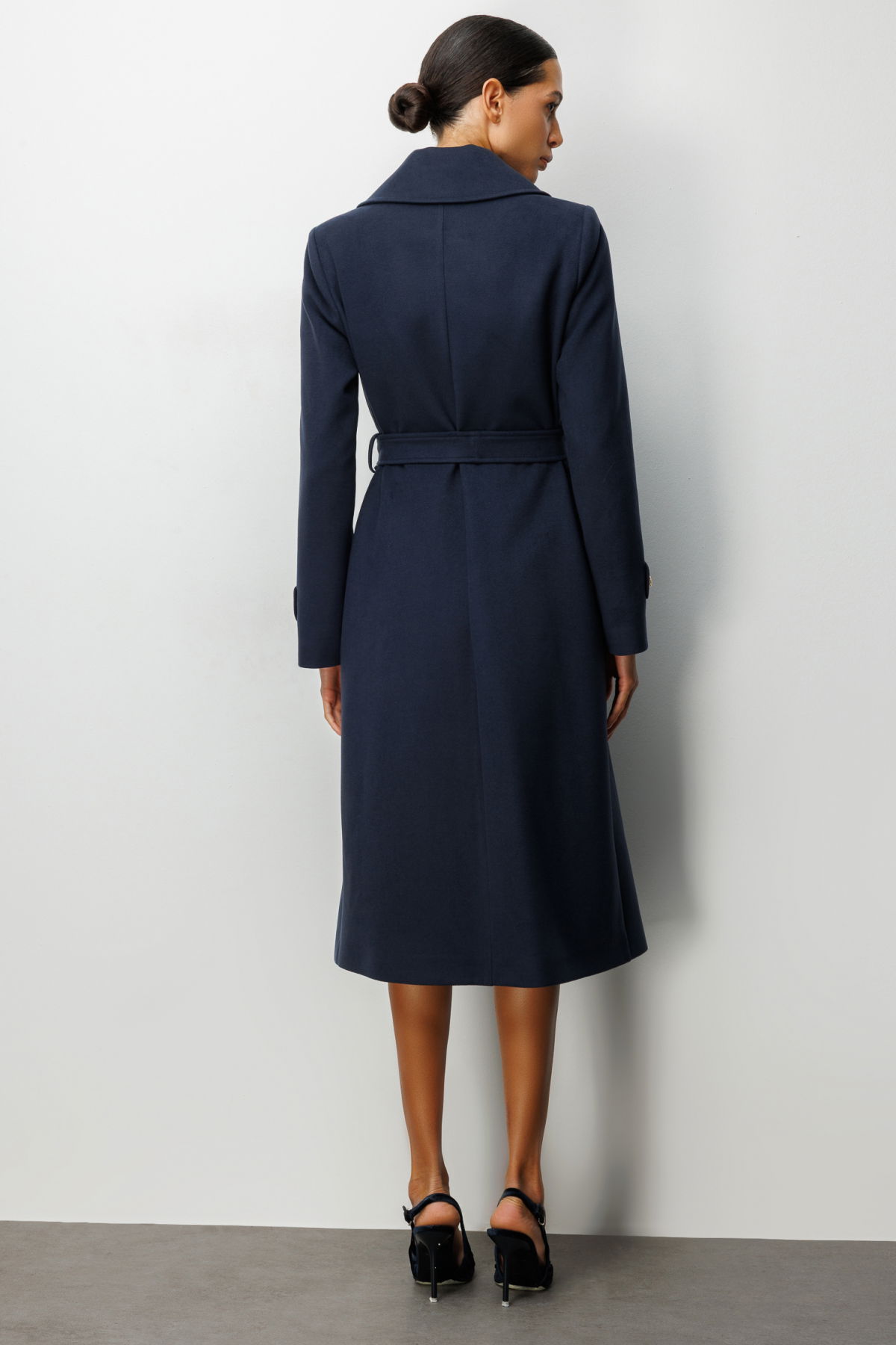 Ekol Kadın Beli Kuşaklı Kolları Apoletli Kaban 6061 Lacivert - 4