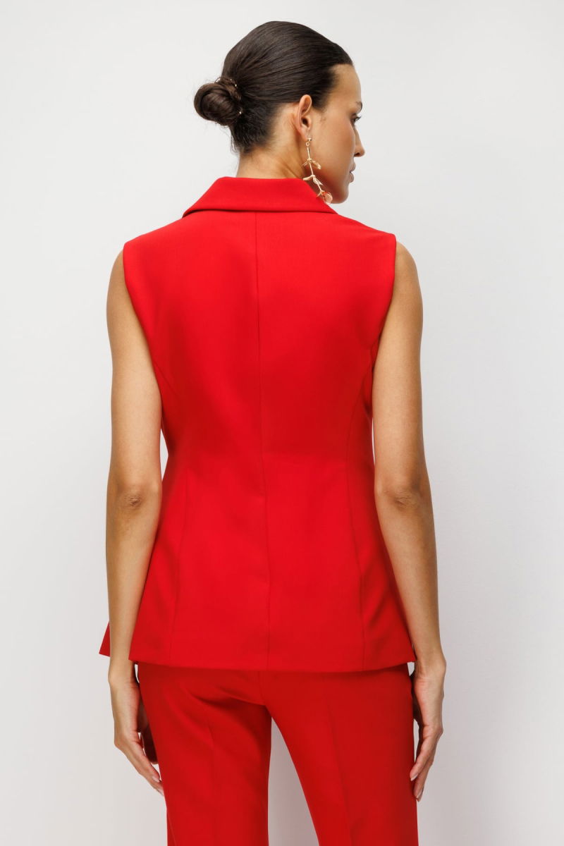 Ekol Kadın Beli Kuşaklı Kruvaze Yaka Yelek 1146 Kırmızı - 4