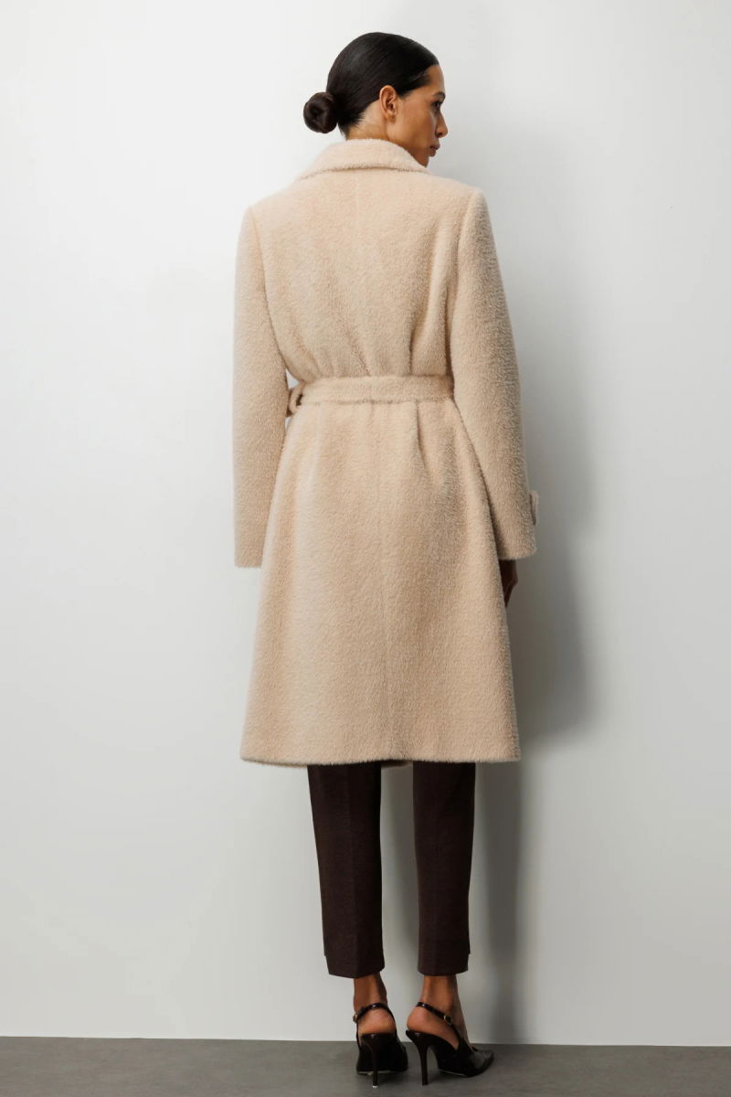 Ekol Kadın Beli Kuşaklı Peluş Kaban 6033 Kum - 4