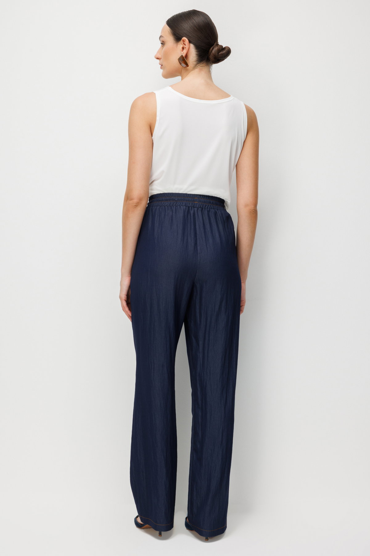 Ekol Kadın Beli Lastikli Bol Paça Pantolon 1224 Indigo - 4