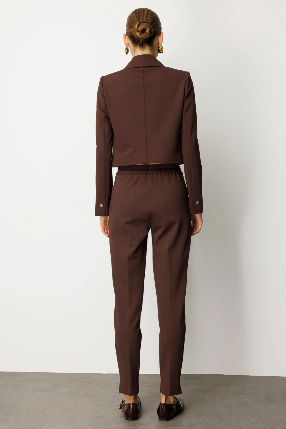 Ekol Kadın Beli Lastikli Dar Paça Pantolon 5031 Kahverengi - 4