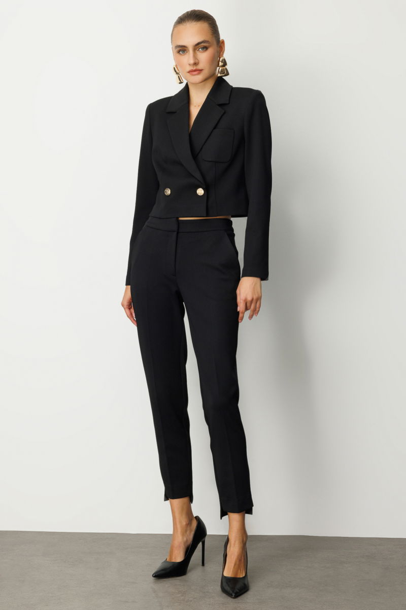 Ekol Kadın Beli Lastikli Dar Paça Pantolon 5031 Siyah - 2