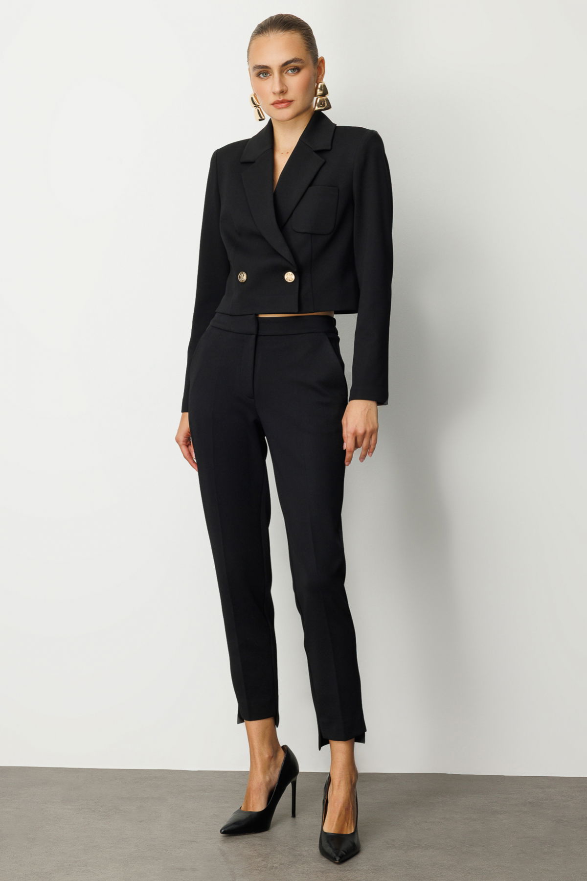 Ekol Kadın Beli Lastikli Dar Paça Pantolon 5031 Siyah - 2