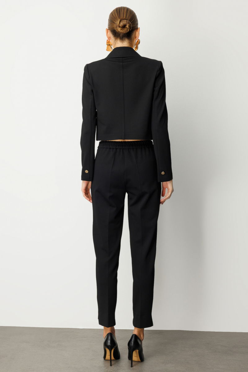 Ekol Kadın Beli Lastikli Dar Paça Pantolon 5031 Siyah - 4