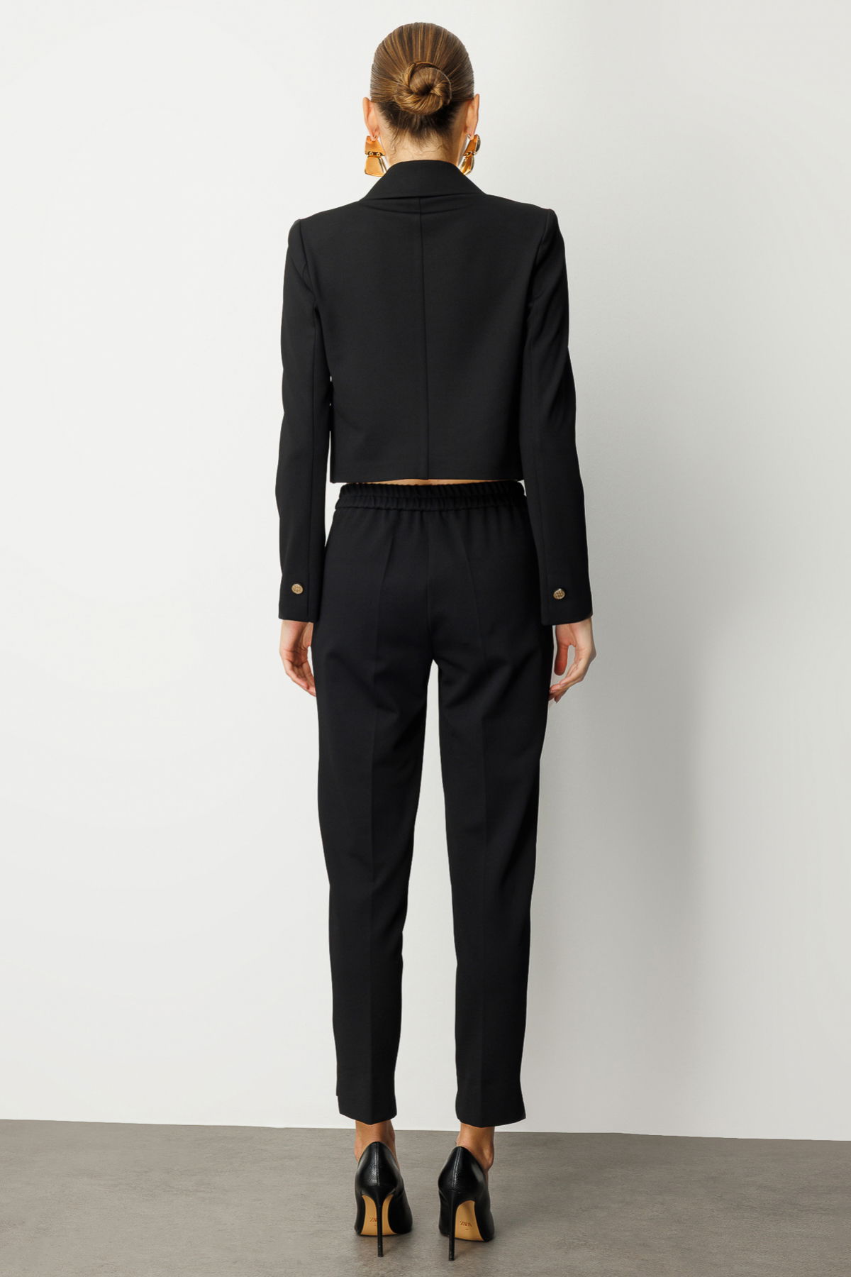 Ekol Kadın Beli Lastikli Dar Paça Pantolon 5031 Siyah - 4