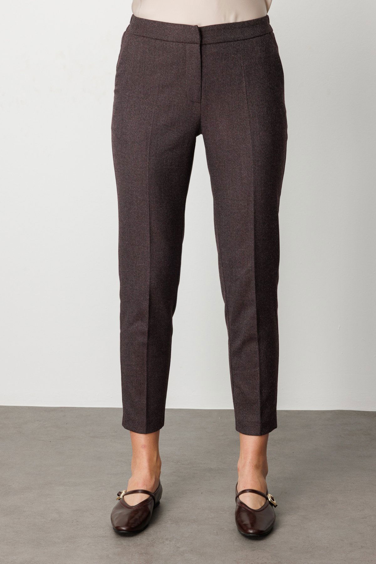 Ekol Kadın Beli Lastikli Dar Paça Pantolon 5175 Bordo - 3