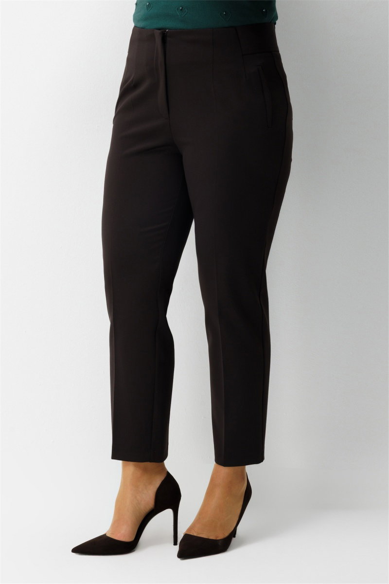 Ekol Kadın Beli Lastikli Dar Paça Pantolon Kahverengi - 3