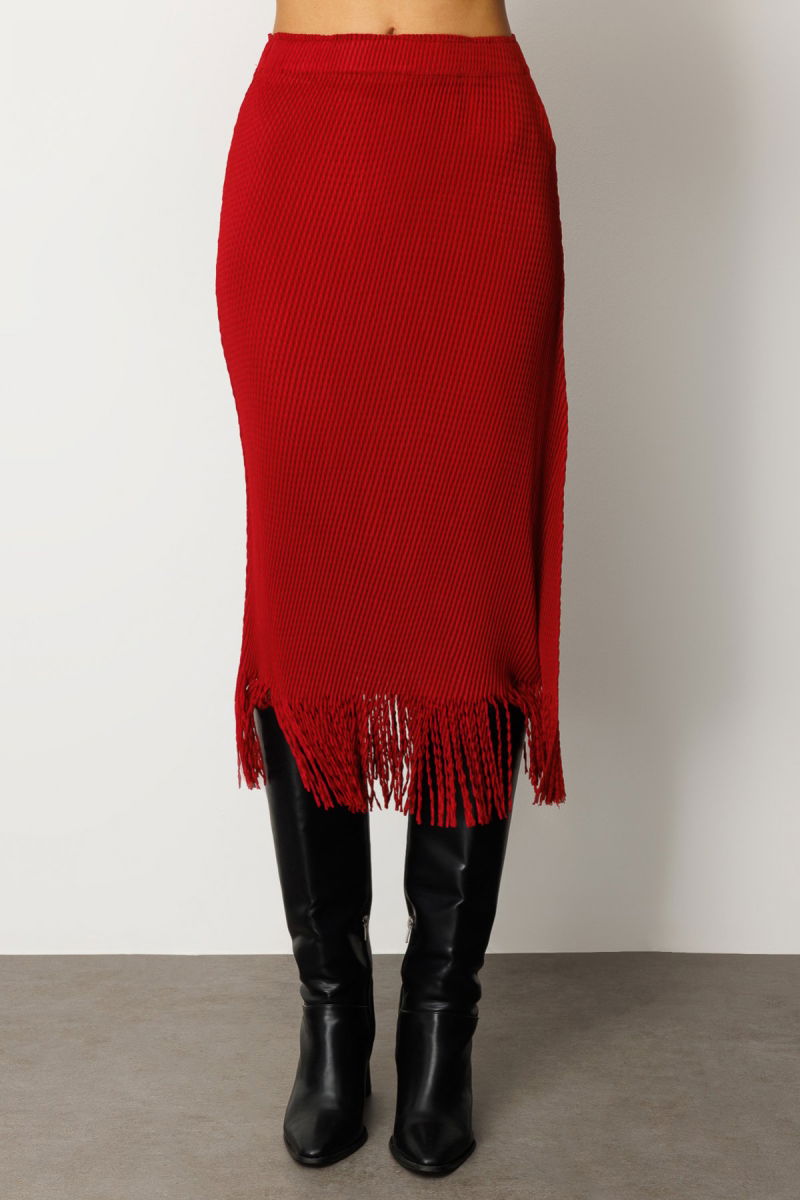 Ekol Kadın Beli Lastikli Püsküllü Etek 3911 Bordo - 3