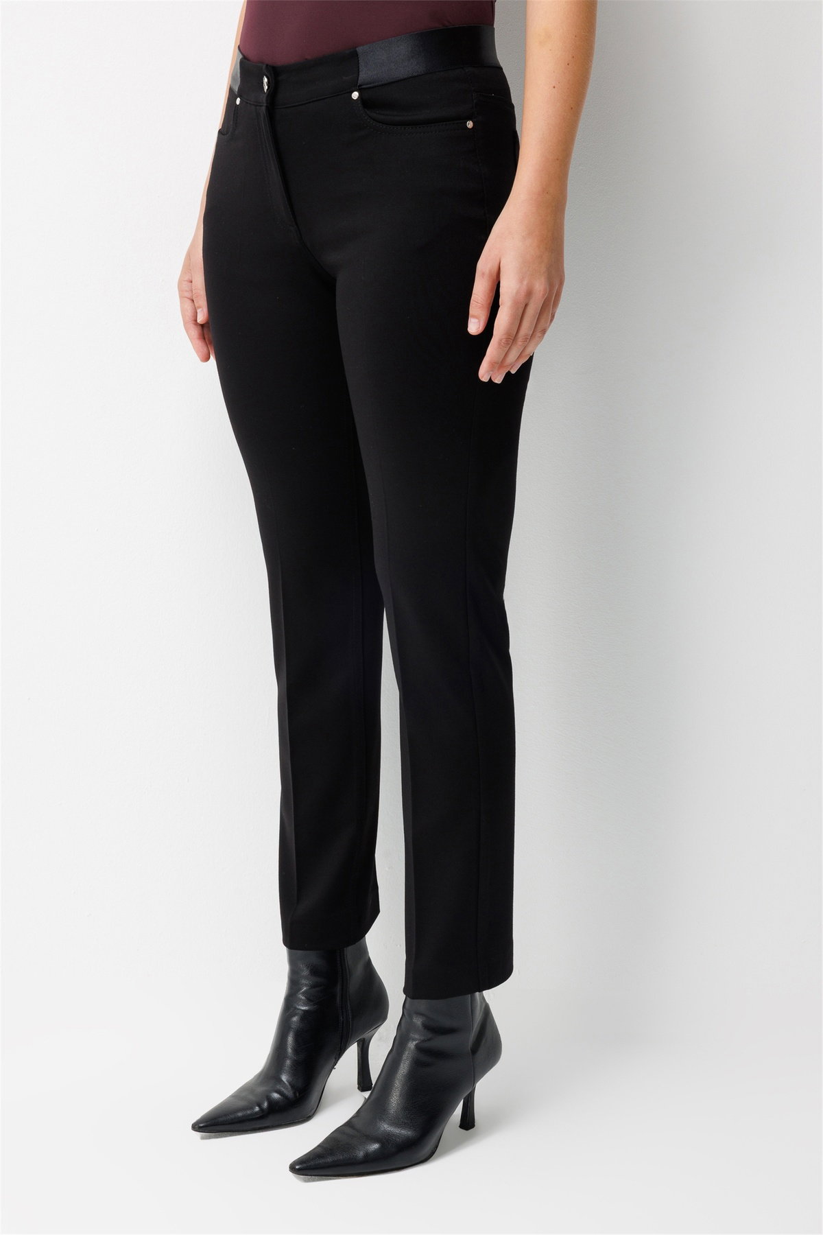 Ekol Kadın Beli Saten Detaylı Dar Paça Pantolon Siyah - 3