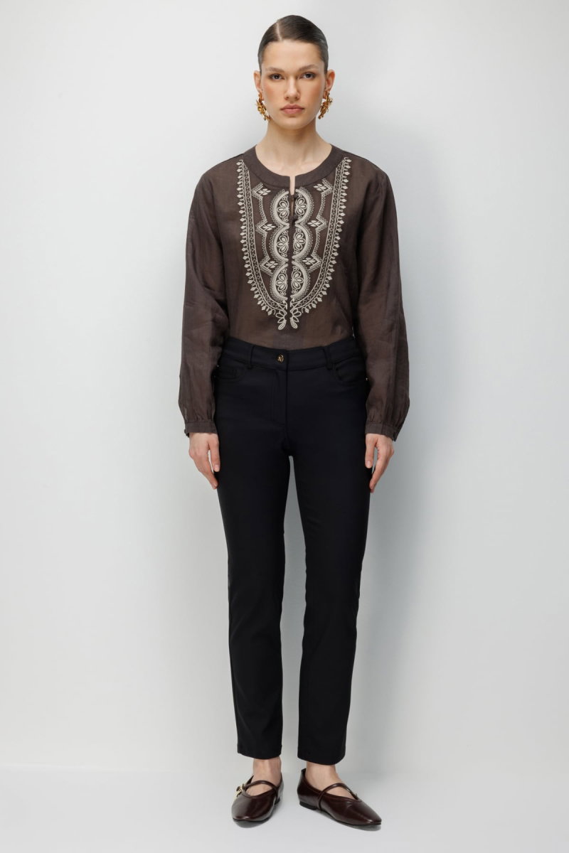 Ekol Kadın Beş Cep Dar Paça Pantolon 4032 Siyah - 1