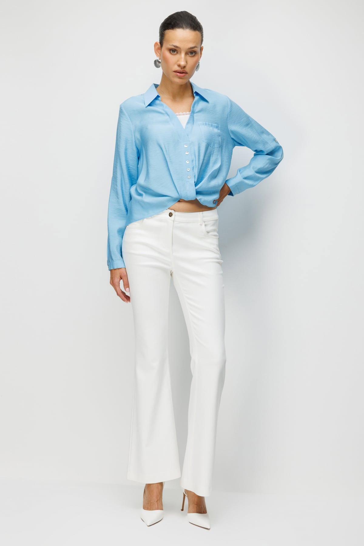 Ekol Kadın Beş Cep İspanyol Paça Pantolon 4034 Ekru - 1