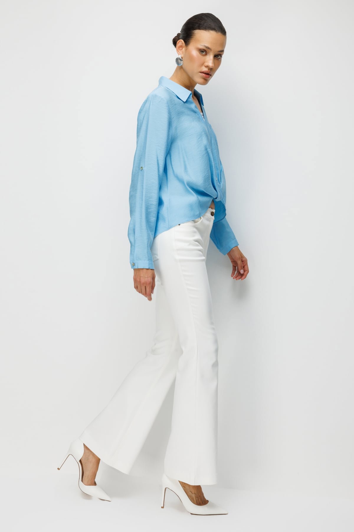 Ekol Kadın Beş Cep İspanyol Paça Pantolon 4034 Ekru - 2